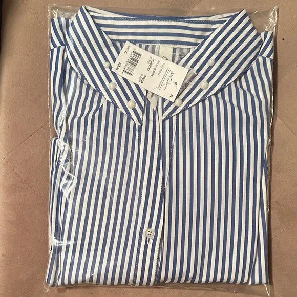 NY Collection Blue and White Striped Blouse - Picture 4 of 9